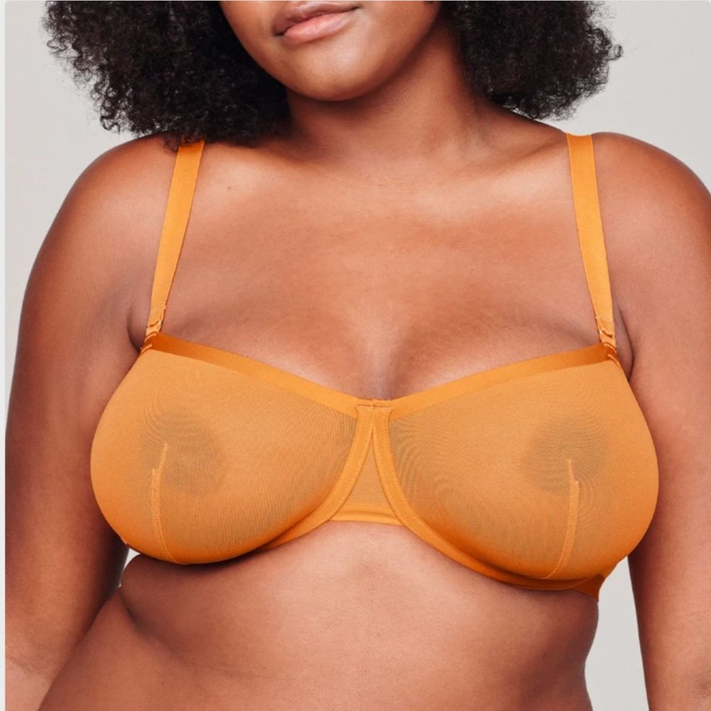 CUUP The Balconette Mesh Bra Size 34E in Orange